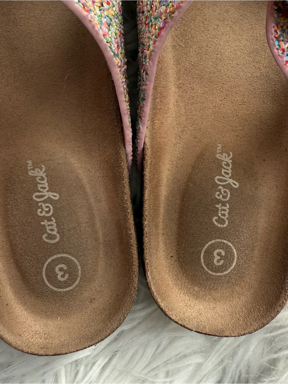 Cat & Jack 3 Pink Glitter Multi-Color Buckle Sandals
